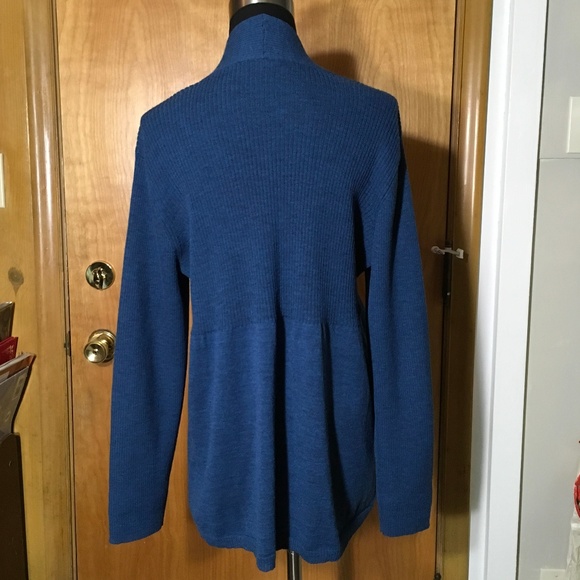 Eileen Fisher Cardigan Blue Wool Open Front NWOT - Picture 2 of 3